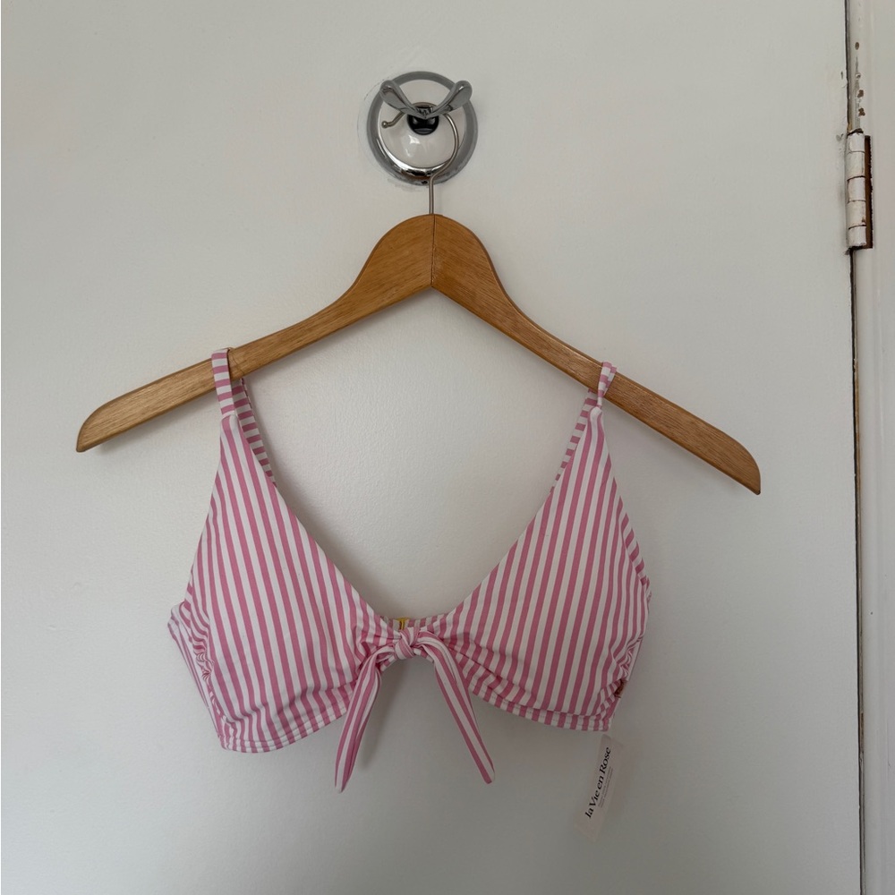 Pink and White Striped Bikini Top - NWT
